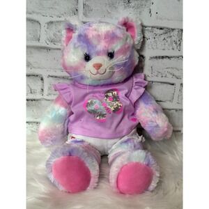 Build a Bear Workshop Tie Dye Cat Plush Stuffed Animal Purple Pink‎ Blue